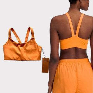 NEW Girlfriend Collective Lou V-Back Sports Bra XS Horizon Orange Stretch